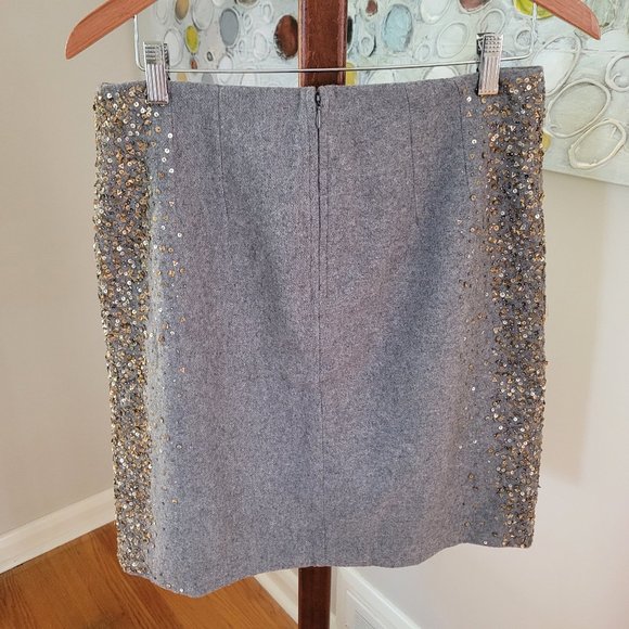 Moulinette Soeurs Anthropologie Grey Wool Blend Sequined Skirt US 6 - Picture 6 of 10